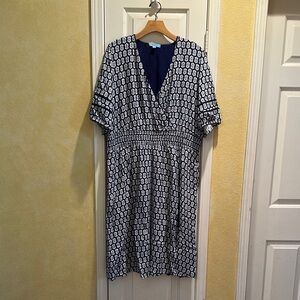 Draper James Navy and White Patterned Women's Dress